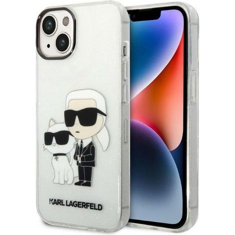 Karl Lagerfeld KLHCP14MHNKCTGT Custodia rigida trasparente per iPhone 14Plus / 15 Plus 6.7" Gliter Karl&Choupette (1/5)