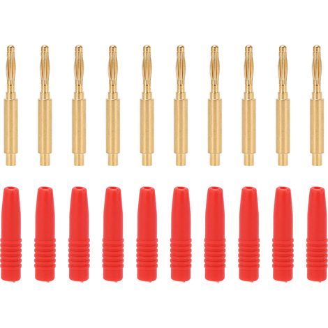 10 fiches banane dorées 2mm mâle connecteur isolé métal avec boîtier pour équipement de test (1/5)