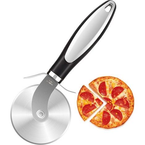Rotella per pizza – Coltello per pizza da cucina di alta qualità – Affetta pizza ultra affilato e facile da pulire, rotella per pizza, taglia pizza, nero (1/4)