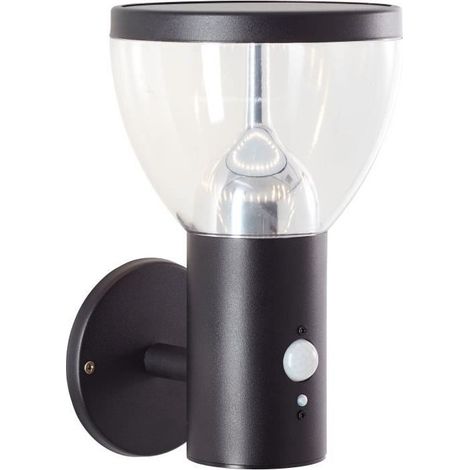 Applique extérieure - BRILLIANT - TULIP - LED et solaire - Détecteur de mouvement - Acier inoxydable et plastique - 4 W - Noir (1/4)