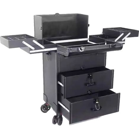 Caja de almacenamiento, plástico resistente, gran capacidad, negra. (1/2)