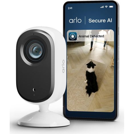 Arlo Essential 2 Indoor 2K, Telecamera WiFi da Interno per animali domestici, Visione Notturna, Audio Bidirezionale, Otturatore Obiettivo, 1 Telecamera Bianca (1/5)
