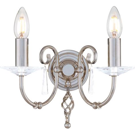 Elstead Aegean - 2 Light Indoor Candle Wandleuchte Nickel poliert, E14 (1/4)