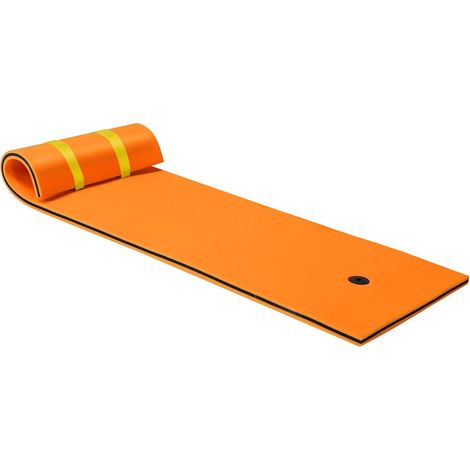 COSTWAY Hamaca de Agua de 210x66cm para 1 Persona Hamaca Flotante para Piscina Carga hasta 60kg Cama de Agua Inflable (Naranja) (1/5)
