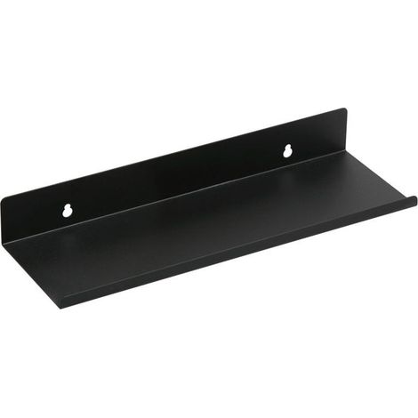 AGE Étagère murale flottante Étagère rectangulaire en aluminium mat pour salle de bain Étagère murale mince et robuste Étagère de rangement cosmétique murale à la mode Noir 40cm (1/5)