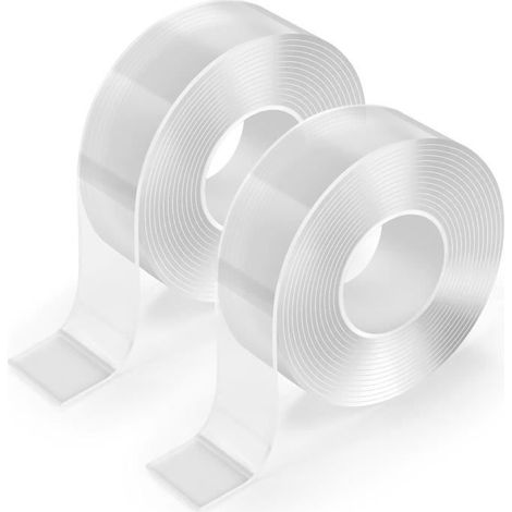 2er-Pack extra starkes, doppelseitiges, transparentes 3M-Doppelklebeband, abwaschbares Nano-Klebeband, abnehmbares Klebeband für Wände, Fotos und Haken (1/4)