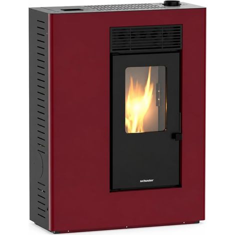 Estufa de Pellets Canalizable Slim 10 kW TIANA Burdeos Fondo 36 cm