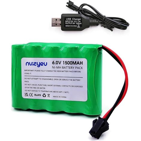 6V 1500mAh Rechargeable AA Battery Pack RC Car RC Car Truck Toy Car Charging Cable SM Plug (1/4)