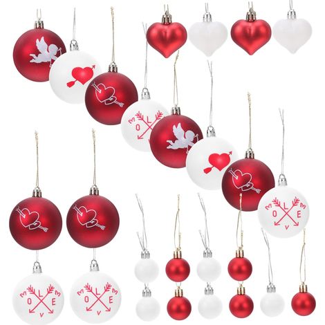 Pi ces Boules Suspendues Forme de C ur Rouge et Blanc pour D (1/5)