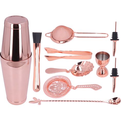 Cocktailshaker-Set aus Edelstahl, Getränkemixer, Haushaltsmixer, Roségold, 11-teilig (1/5)