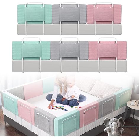 Bettgitter 50 cm Baby Bett Rausfallschutz 5-Stufen höhenverstellbar Kinder Bettschutzgitter mit Reißverschluss Waschbarem Kinderbettgitter, für Kinderbetten, Elternbetten (Rosa) NAIZY (1/4)