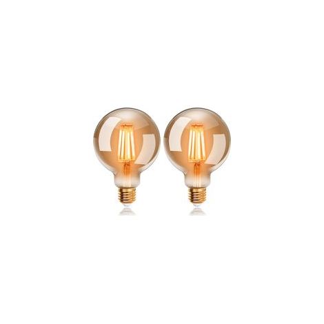Lot de 2 Ampoules LED 6W Edison Vintage G95, Blanc Chaud 2200K E27, Equivalent à Ampoule Incandescente 48W, Rétro Antique Lampe décorative (1/5)