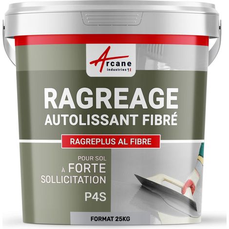 Arcane Industries – Ragréage autolissant fibré P4/P4S pour sols intérieurs et extérieurs – Autonivelant jusqu'à 40 mm – Compatible tous planchers chauffants – 25 kg (1/3)