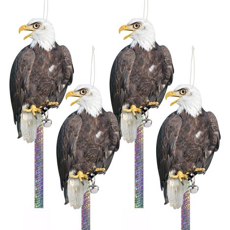 Lot de 4 répulsifs Contre Les Oiseaux, Les Pigeons, Les Pigeons Suspendus, pour Balcon, répulsif Contre Les moineaux en Plastique, Motif Chouettes Plates (1/5)