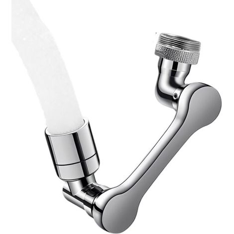 1080 Degrés Aérateur de Robinet, Mousseur robinet cuisine, Filtre économiseur d'eau, Pivotant Mousseur, 2 Modes adaptateur Pour robinets avec diamètre de filetage mâle de 20/22/24mm (Argent)