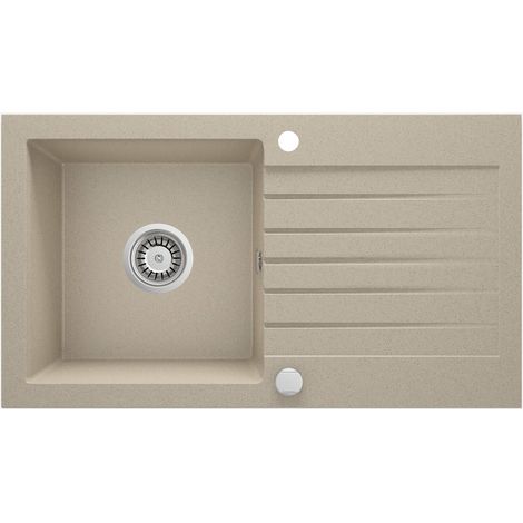 Lavello cucina in granito con 1 vasca e gocciolatoio 76x44 cm sabbia - Zeno