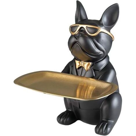 Statue de bouledogue en résine - Figurine de chien - Décoration artisanale - Noir (1/5)