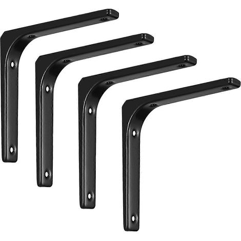 Lot de 4 supports d'étagère muraux en acier renforcé, en forme de L, de couleur noire. - AquaForge (1/3)