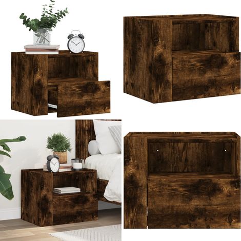 Table de chevet murale chêne fumé 45x30x35 cm - Table De Chevet Murale - Meuble De Chambre - Table De Nuit - Rangement Mural - Décoration Intérieure - Home & Living (1/5)