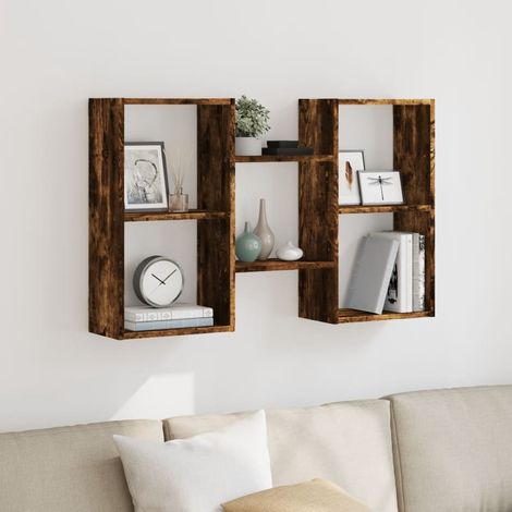 vidaXL Estantería de pared madera ingeniería roble ahumado 96x18x60 cm (1/5)