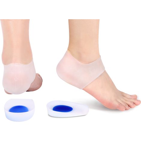 Gel talonnières amortissantes + chaussettes de compression pour talon, lot de 2 paires, ajustables, antidouleur, noir, taille unique. (1/5)