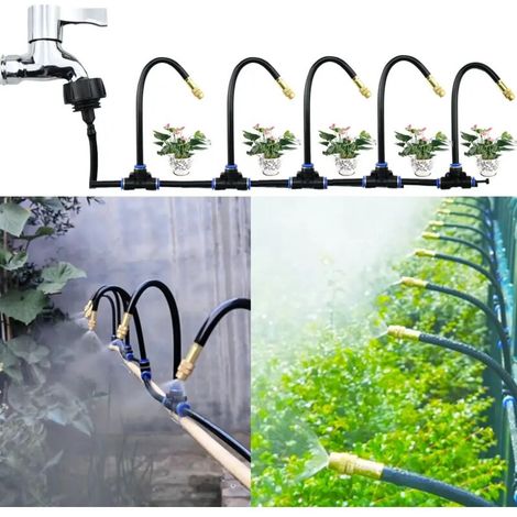 Kit de brumisation réglable (5 m) à monter soi-même, tuyau de pulvérisation universel de 8 mm pour l'arrosage des plantes de jardin et de terrasse par brumisation.