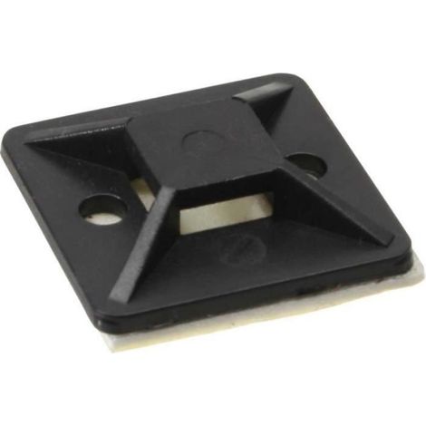 InLine® Befestigungssockel pour Kabelbinder, 25x25mm, selbstklebend, noir, 10 pièces