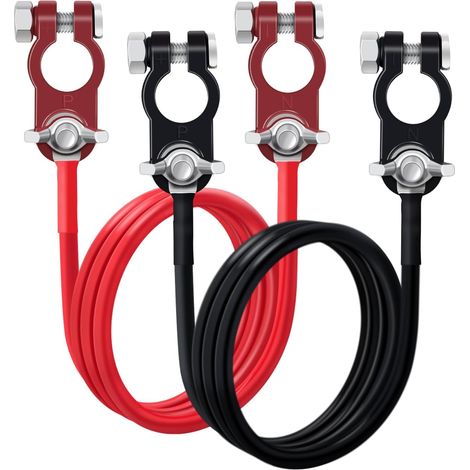 Cable Batterie avec Cosse Cable Onduleur Batterie 12V 24V Câble D'onduleur de Batterie 16mm² 10AWG SC6-8 pour Voiture, Camion, Solaire, Bateau, Moto (10AWG 1m) (1/5)
