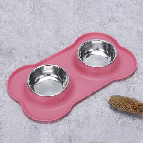 Ciotola per animali domestici in acciaio inox antiscivolo (rosa) (1/5)