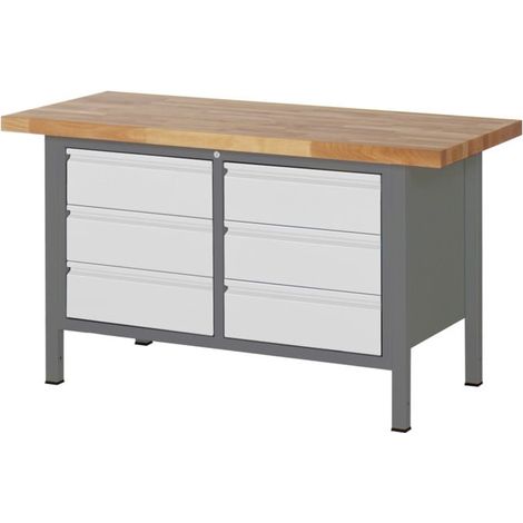Etabli réglable en hauteur STIER Premium avec 6 tiroirs, lxPxH 1 500x700x840-1 040 mm (1/5)