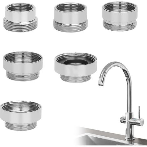 Kit de 6 adaptateurs universels pour robinet - Connecteur de tuyau durable et aérateur pour filtre à eau et pulvérisateurs - Taille universelle 16-28 mm (1/5)
