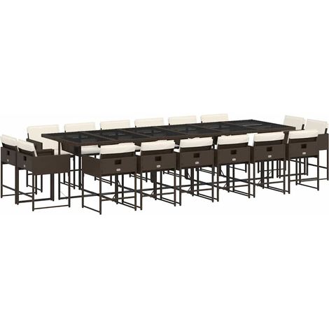 Maison Exclusive - Set da Pranzo da Giardino 17 pz con Cuscini Marrone Polyrattan