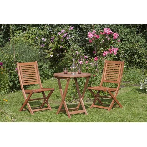 Cordoba Set 3tlg 2 Stühle Klapptisch Ø 65cm Eukalyptus