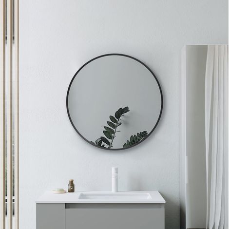 Signature Olivia Round Bathroom Mirror 600mm Diameter - Matt Black (1/4)