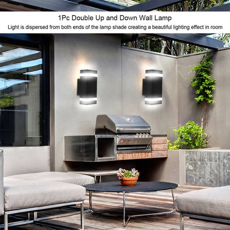 Applique murale double (éclairage haut et bas) pour intérieur/extérieur, ampoules LED incluses (1/5)