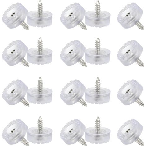 Lot de 20 patins antidérapants en caoutchouc à visser pour meubles, chaises, tables, planches à découper en bois dur, planche à découper électronique, transparent 18 mm (1/4)