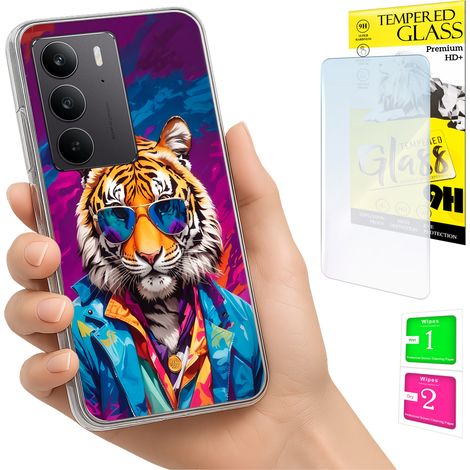 Custodia per Realme C75 / 14X 5G Photo Case Tiger Back + Vetro 9H (1/5)