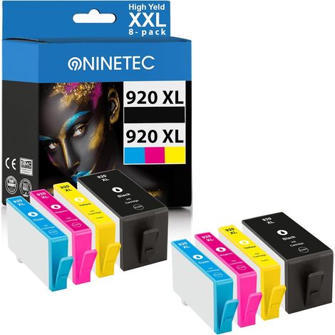 Lot de 8 cartouches d'encre 920 XL de rechange pour HP 920 XL 920 XL HP Officejet 6000 6500 6500A 7000 7500A Noir/cyan/magenta/jaune (1/5)