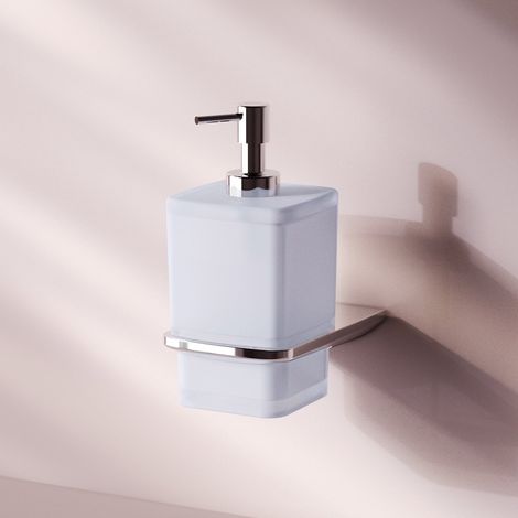 AM.PM Seifenspender Wandmontage Flüssigseifenspender nachfüllbar Dispenser für Seife oder Duschgel mit Bohren Edelstahl Glas , Chrom