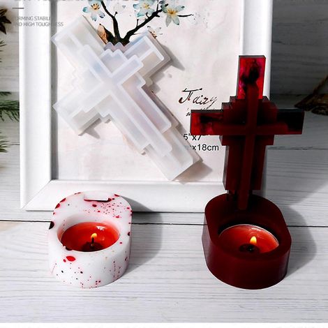 Moule en silicone pour chandelier en croix, porte-bougies fait main en béton ou ciment (1/4)