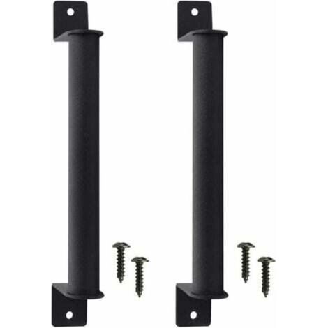 - 2 Pcs Poignée de Porte de Grange en Acier Carbone Durable Porte Style Grange Rétro Poignée de Porte Coulissante Anti-corrosion avec Vis pour Portes de Grange Coulissantes Placard - Noir (1/5)
