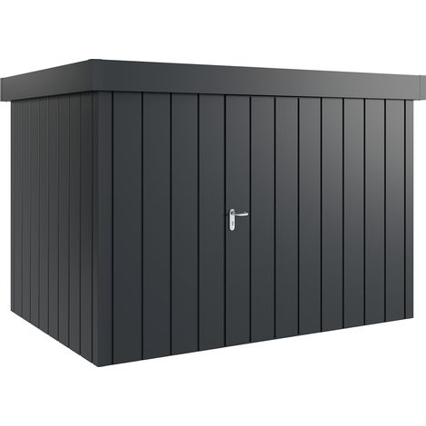 Hörmann Metall-Gerätehaus "Juno" mit Flachdach, JFD12 - Modern, 310 x 214 cm (B x T), anthrazit, 1-flüglige Tür, Anschlag rechts (1/5)