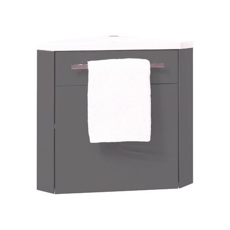 ONDEE ZEN - Lave-mains d'angle NINO - 53cm - Gris - Laqué - Livré en kit (1/5)