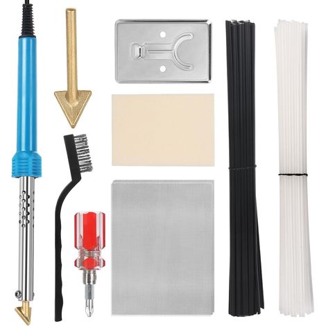 Poste à souder en plastique, 80 W, kit de réparation de pare-chocs avec barres, treillis de renfort et brosse métallique pour soudage plastique, bricolage automobile, bricolage, réparation (1/5)