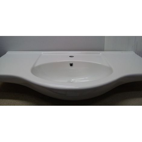 Lavabo integrale per bagno in ceramica per mobile base cm.105 - Salone