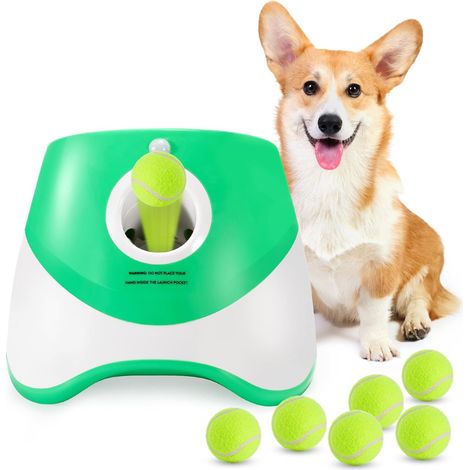 Ballwerfer für Hunde, automatischer Werfer mit 6 Mini-Tennisbällen, interaktives Hundespielzeug für drinnen und draußen (1/4)