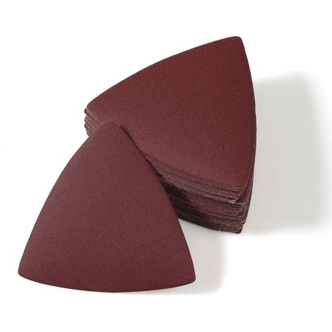 Lot de 30 patins de ponçage triangulaires oscillants pour outils multifonctions - Grain 240 - Sans trou - Pour le polissage du bois et du métal (1/5)