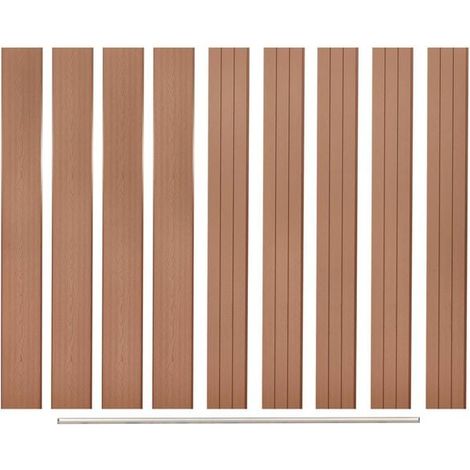 Panneaux de clôture de rechange, 9 pièces par paquet, matériau WPC, 170 cm, marron.