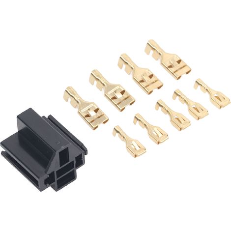 Kit 10 Connecteurs Relais 5 Broches Support Boîtier 12V Prise 30A 40A avec 30 Bornes 10mm 20 Bornes 6,3mm pour Auto Camion Véhicule (1/5)