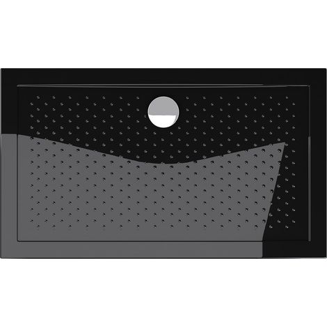 doporro Piatto Doccia Rettangolare in Acrilico H 4 cm Superficie Puntinata Antiscivolo Mod.Lucia02AR - Nero Lucido 75x120 cm